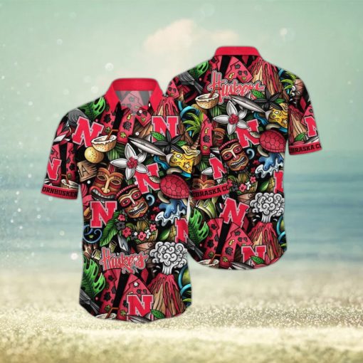 NCAA Nebraska Cornhuskers Tiki Hippie Hawaiian Shirt The Perfect Summer Vibe For FootBall Fans