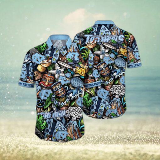 NCAA North Carolina Tar Heels Tiki Hippie Hawaiian Shirt The Perfect Summer Vibe For FootBall Fans