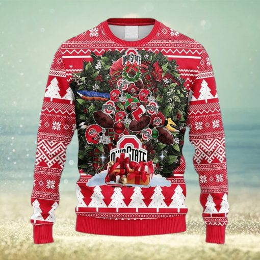 NCAA Ohio State Buckeyes Tree Ball Christmas Ugly 3D Sweater For Men And Women Gift Ugly Christmas