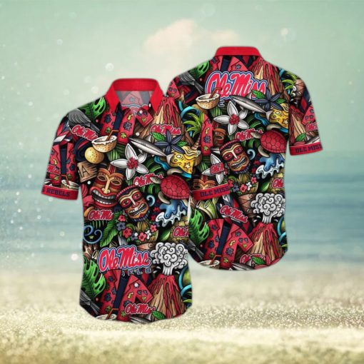 NCAA Ole Miss Rebels Tiki Hippie Hawaiian Shirt The Perfect Summer Vibe For FootBall Fans