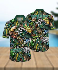 NCAA Oregon Ducks Tiki Hippie Hawaiian Shirt The Perfect Summer Vibe For FootBall Fans