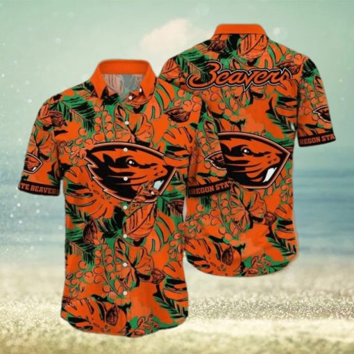 NCAA Oregon State Beavers Flower Button Up Hawaiian Shirt 3D Shirt, Oregon State Beavers Gift