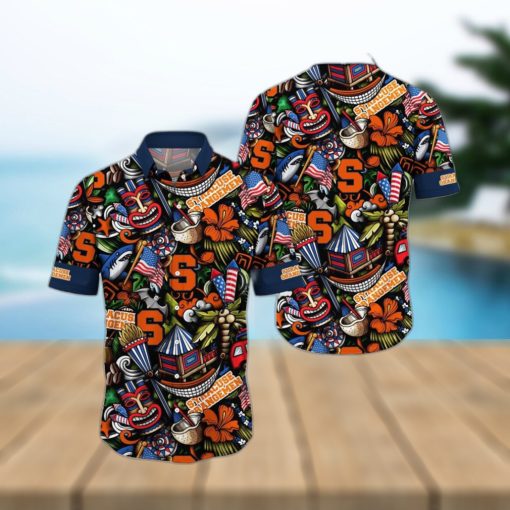 NCAA Syracuse Orange Flower Hawaii Shirt Summer Vibes For FootBall Fans