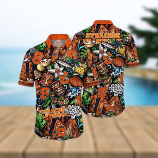 NCAA Syracuse Orange Tiki Hippie Hawaiian Shirt The Perfect Summer Vibe For FootBall Fans