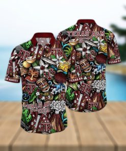 NCAA Texas A&ampM Aggies Tiki Hippie Hawaiian Shirt The Perfect Summer Vibe For FootBall Fans