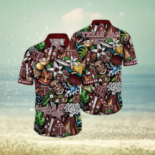 NCAA Texas A&ampM Aggies Tiki Hippie Hawaiian Shirt The Perfect Summer Vibe For FootBall Fans