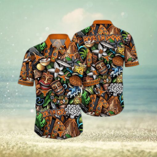 NCAA Texas Longhorns Tiki Hippie Hawaiian Shirt The Perfect Summer Vibe For FootBall Fans