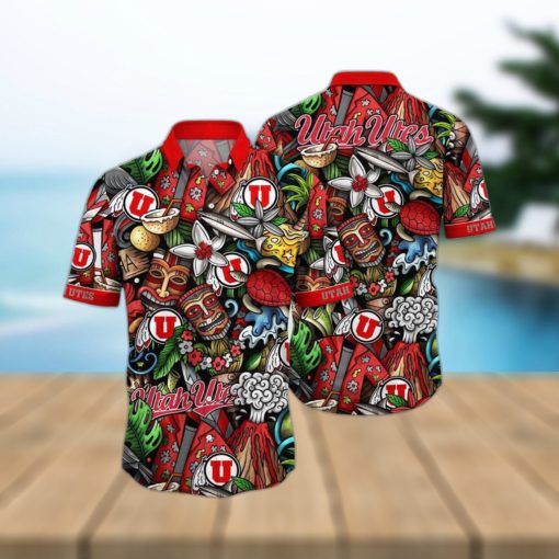 NCAA Utah Utes Tiki Hippie Hawaiian Shirt The Perfect Summer Vibe For FootBall Fans