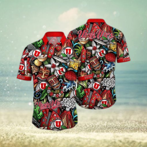 NCAA Utah Utes Tiki Hippie Hawaiian Shirt The Perfect Summer Vibe For FootBall Fans