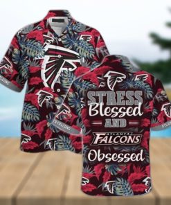 NFL Atlanta Falcons Hawaiian Shirt Stress Blessed Obsessed Tropical Nature Lovers Gift