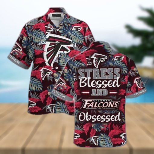 NFL Atlanta Falcons Hawaiian Shirt Stress Blessed Obsessed Tropical Nature Lovers Gift