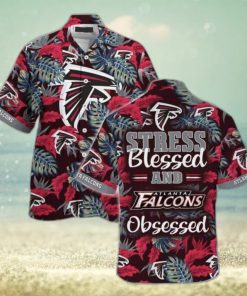 NFL Atlanta Falcons Hawaiian Shirt Stress Blessed Obsessed Tropical Nature Lovers Gift