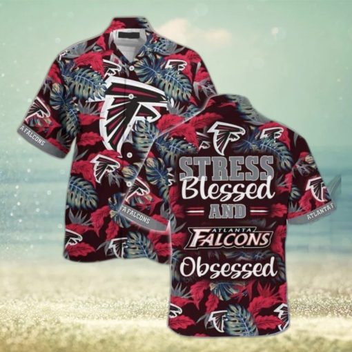 NFL Atlanta Falcons Hawaiian Shirt Stress Blessed Obsessed Tropical Nature Lovers Gift