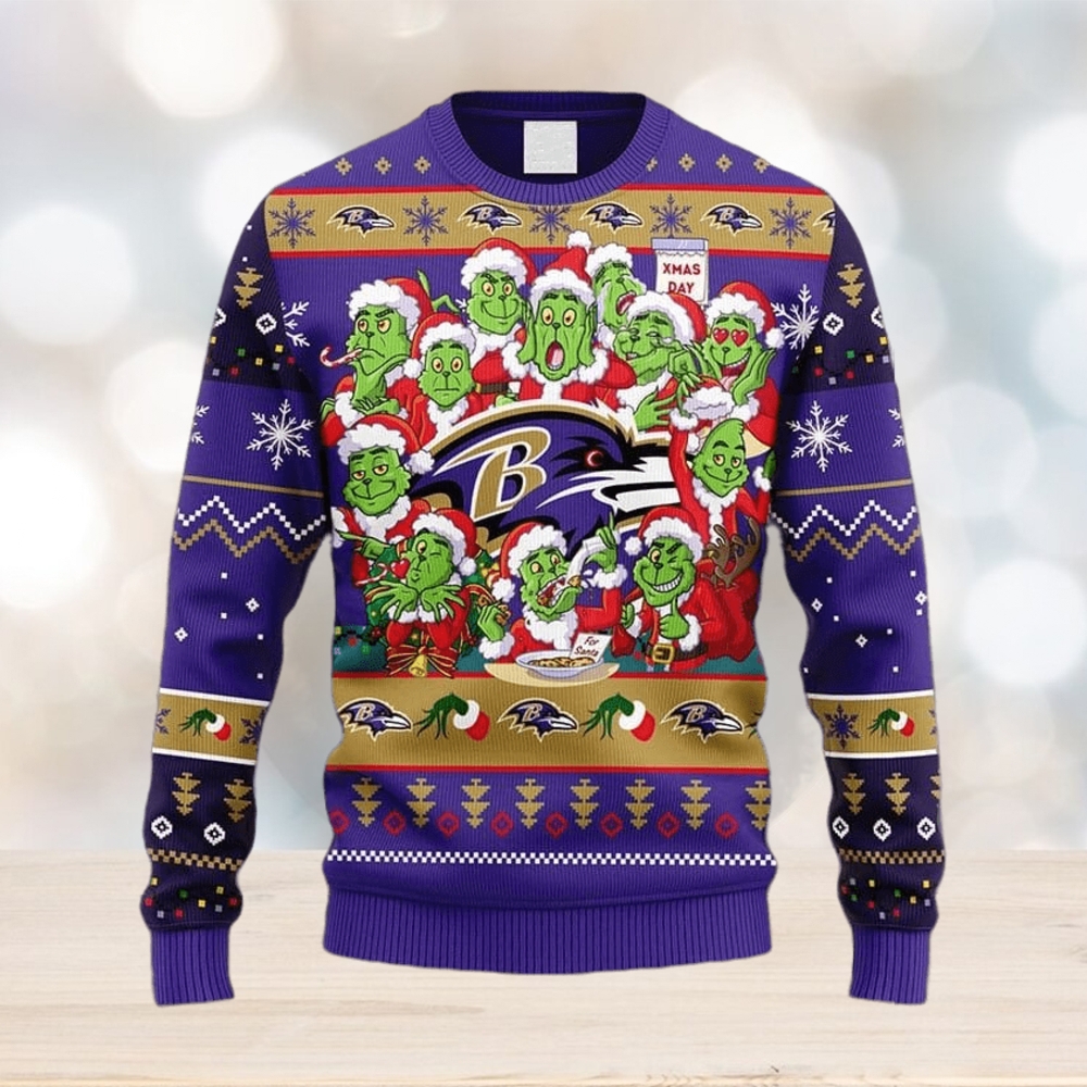 Baltimore Ravens Christmas Big Reindeer Pattern Christmas Gift 3D Ugly Christmas  Sweater - Limotees