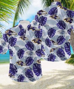 NFL Baltimore Ravens Logo Leaf 3D Hawaiian Shirt For Fans Gift Summer