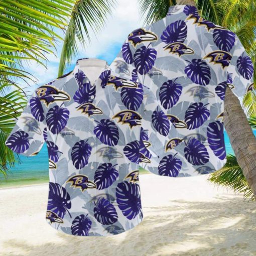 NFL Baltimore Ravens Logo Leaf 3D Hawaiian Shirt For Fans Gift Summer