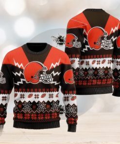 NFL Cleveland Browns Christmas 3D Candle Ugly Sweater