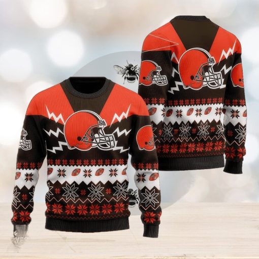 NFL Cleveland Browns Christmas 3D Candle Ugly Sweater