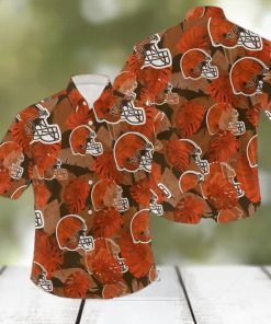 NFL Cleveland Browns Logo Leaf 3D Hawaiian Shirt For Fans Gift Summer