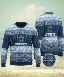 NFL Dallas Cowboys Christmas AOP Skiing Knitted Sweater For Fans