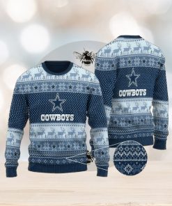 NFL Dallas Cowboys Christmas AOP Skiing Knitted Sweater For Fans