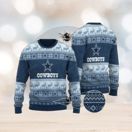 NFL Dallas Cowboys Christmas AOP Skiing Knitted Sweater For Fans