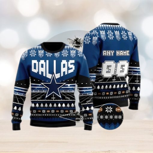 NFL Dallas Cowboys Custom Name And Number Christmas Gift For Fans Ugly Christmas Sweater