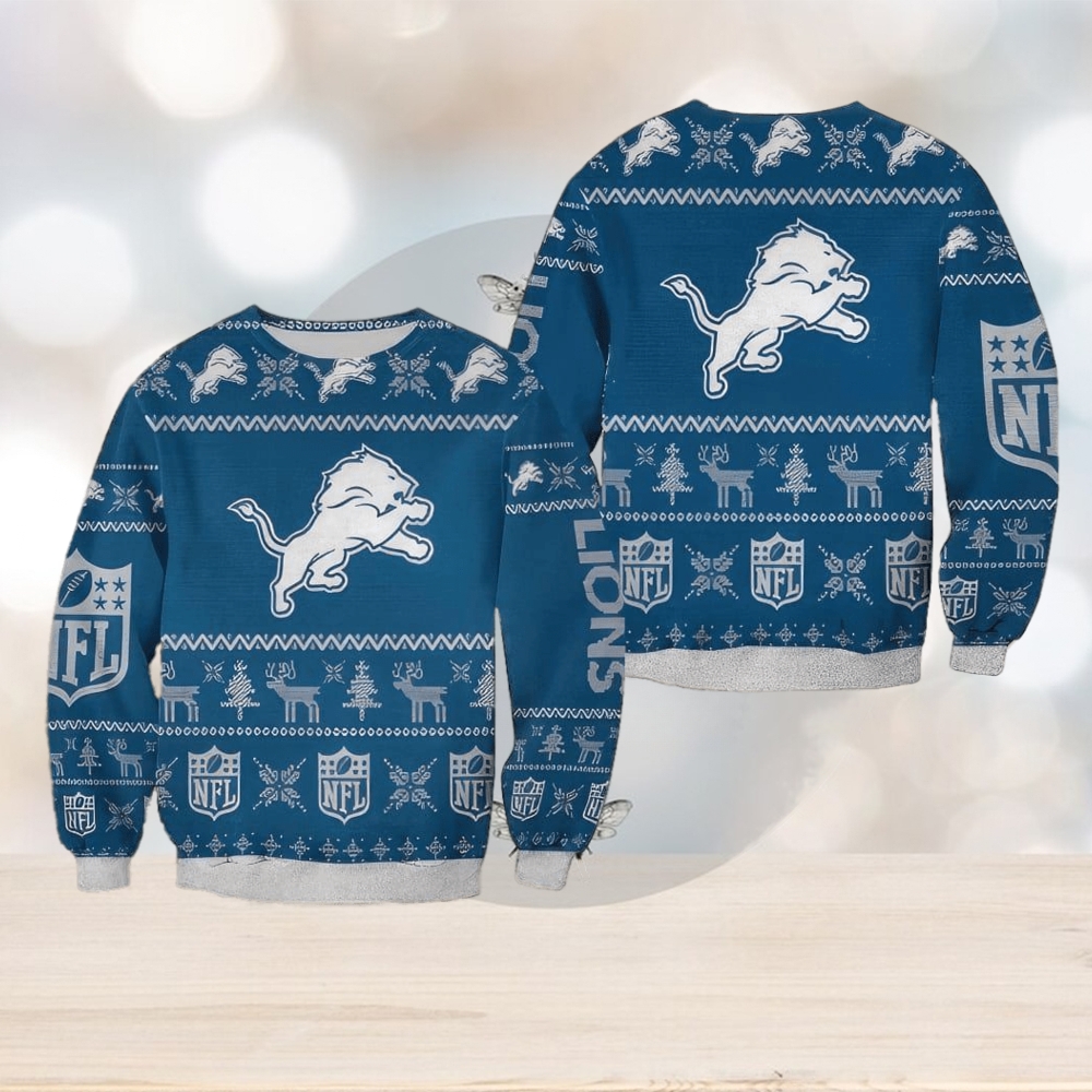 NFL Detroit Lions Christmas AOP Festivity Ugly Sweater - Limotees