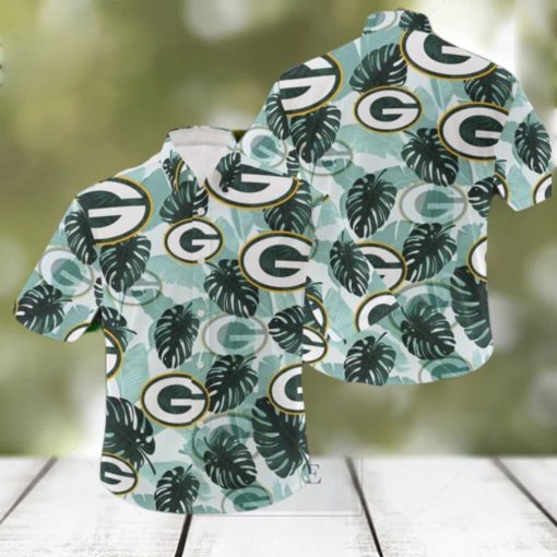 NFL Green Bay Packers Logo Leaf 3D Hawaiian Shirt For Fans Gift Summer