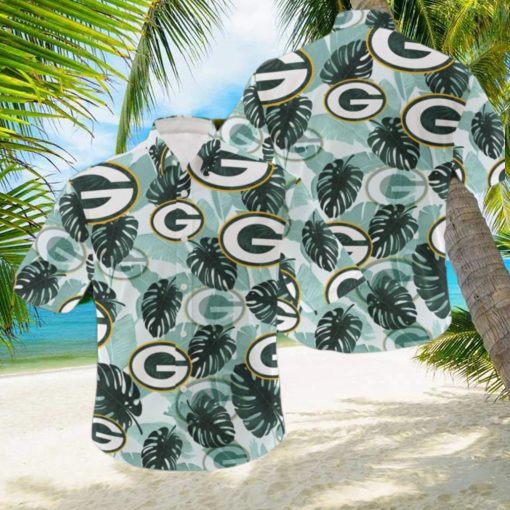 NFL Green Bay Packers Logo Leaf 3D Hawaiian Shirt For Fans Gift Summer