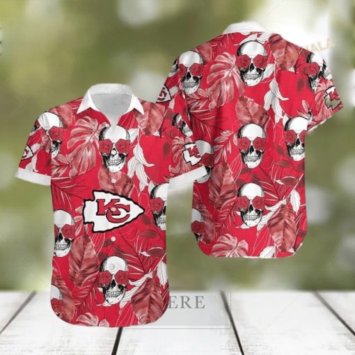 NFL Kansas City Chiefs Skull Flowers Hawaiian Shirt