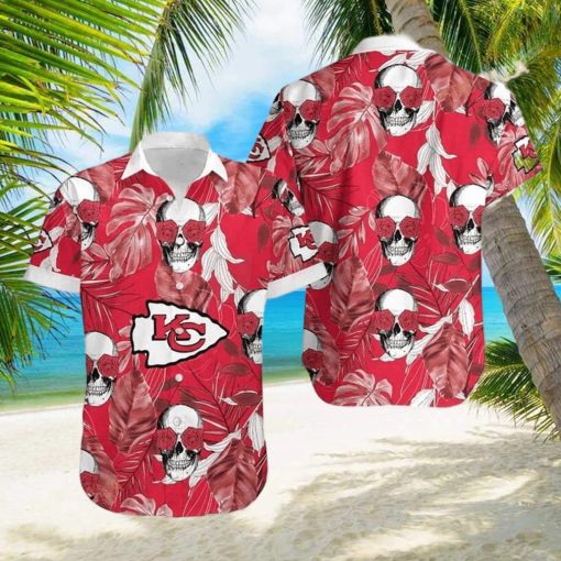 NFL Kansas City Chiefs Skull Flowers Hawaiian Shirt