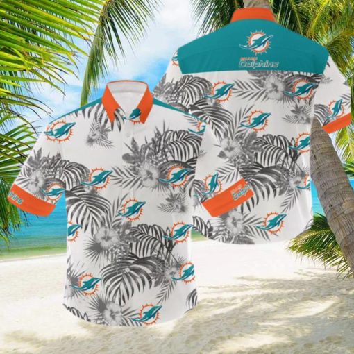 NFL Miami Dolphins 3D Flowers Leaf Hawaiian Shirt Summer Hot Gift For Fans