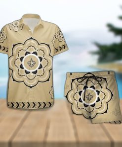 NFL New Orleans Saints Flower Set Hawaiian Shirt And Shorts Beach Gift For Fans