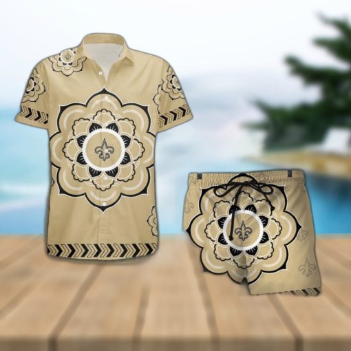 NFL New Orleans Saints Flower Set Hawaiian Shirt And Shorts Beach Gift For Fans