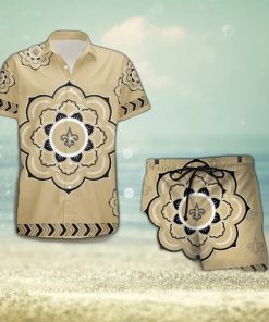 NFL New Orleans Saints Flower Set Hawaiian Shirt And Shorts Beach Gift For Fans