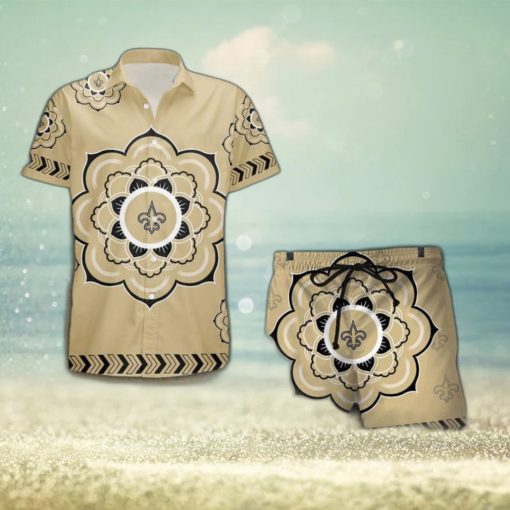 NFL New Orleans Saints Flower Set Hawaiian Shirt And Shorts Beach Gift For Fans