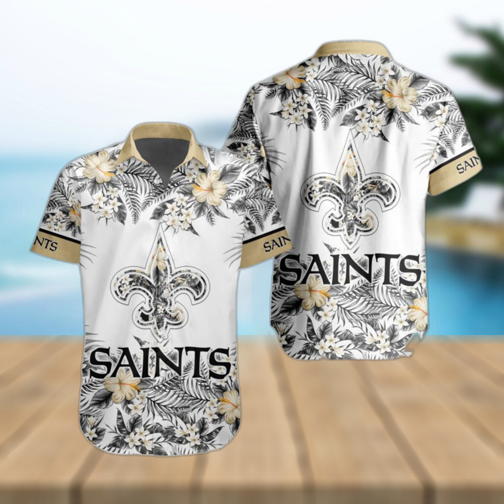 New Orleans Saints NFL Tropical Pattern Hawaiian Shirt Custom Name