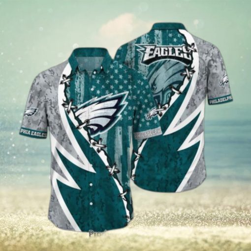 NFL Philadelphia Eagles Hawaiian Shirt Graphic American Flag Print This Summer Gift For Fans Hot Trend 2023