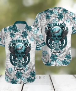 NFL Philadelphia Eagles Hawaiian Shirt Skull And Flower Pattern Beach Gift For Dad