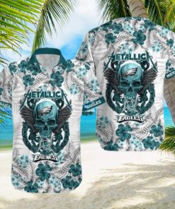 NFL Philadelphia Eagles Hawaiian Shirt Skull And Flower Pattern Beach Gift For Dad