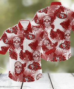 NFL San Francisco 49ers Skull Leaf Halloween Fans Hawaiian Shirt Gift For Men And Women