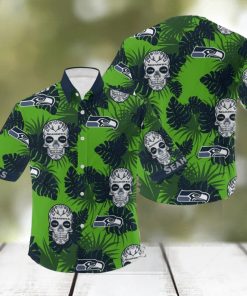 NFL Seattle Seahawks Skull Leaf Halloween Fans Hawaiian Shirt Gift For Men And Women