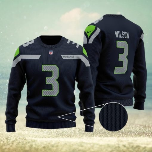 NFL Seattle Seahawks Wintertime 3D Custom Number And Name Ugly Christmas Sweater Black Gift For Fans