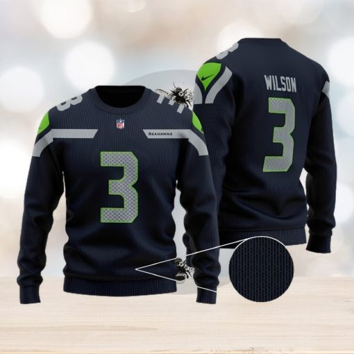 NFL Seattle Seahawks Wintertime 3D Custom Number And Name Ugly Christmas Sweater Black Gift For Fans