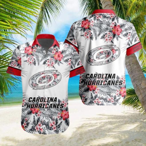 NHL Carolina Hurricanes Tropical Floral Hibiscus Hawaiian Shirt