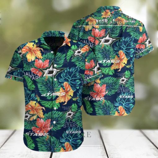 NHL Dallas Stars Tropical Floral Custom Name Hawaiian Shirt