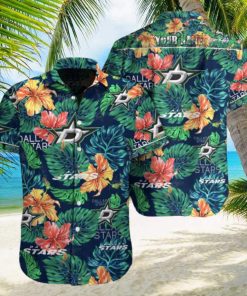 NHL Dallas Stars Tropical Floral Custom Name Hawaiian Shirt