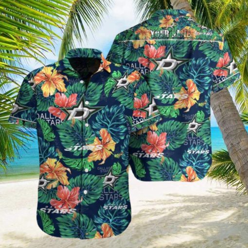 NHL Dallas Stars Tropical Floral Custom Name Hawaiian Shirt