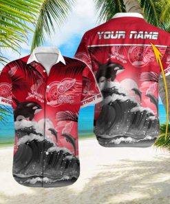 NHL Detroit Red Wings Orca And Waves Personalized Hawaiian Shirt